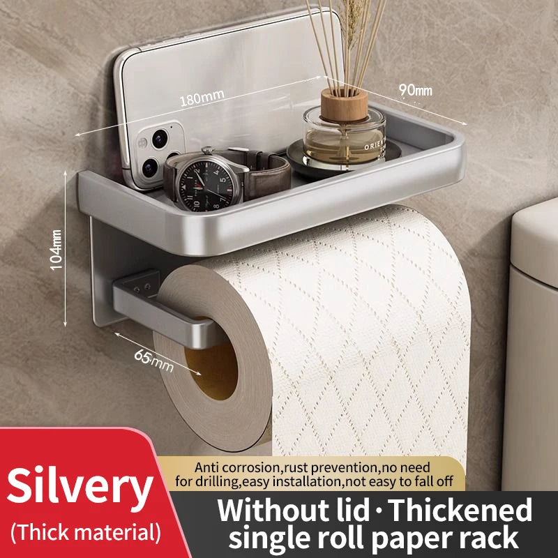 No-Drill Double Layer Toilet Paper Holder & Shelf | YUNJIEYA