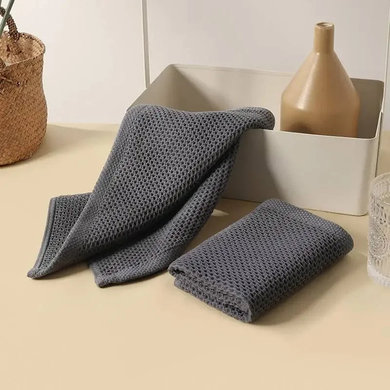 6-Pack Honeycomb Cotton Dish Towels – Absorbent & Streak-Free
