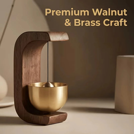 2026 Dopamine Home Wind-Bell Magnetic Inhalation Beech Wood Copper Bell Walnut Ornament Car Door Reminder Decorative Bell Peaceful Pleasures Health and Wellness