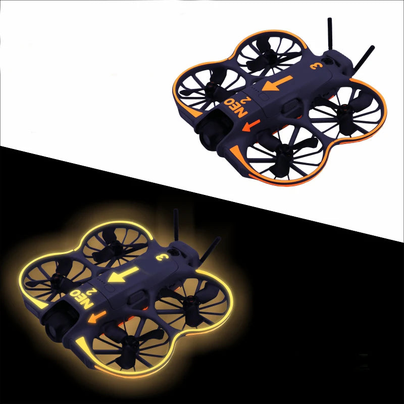 Glowing Decorative Sticker Kit For DJI NEO2 Waterproof Skin Sticker Anti-Scratch Protective Film For DJI Neo2 Accessories Peaceful Pleasures Health and Wellness Orange-Yellow