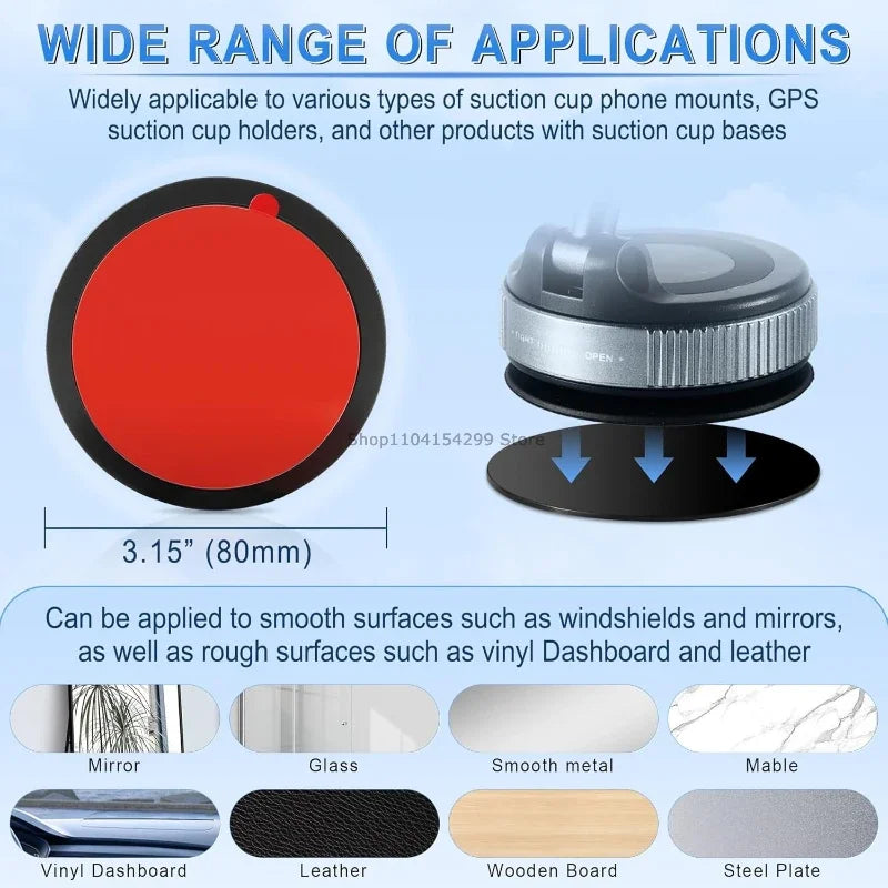 Car Adhesive Disc Pad Base for GPS, Phone & Dash Cam Mounts