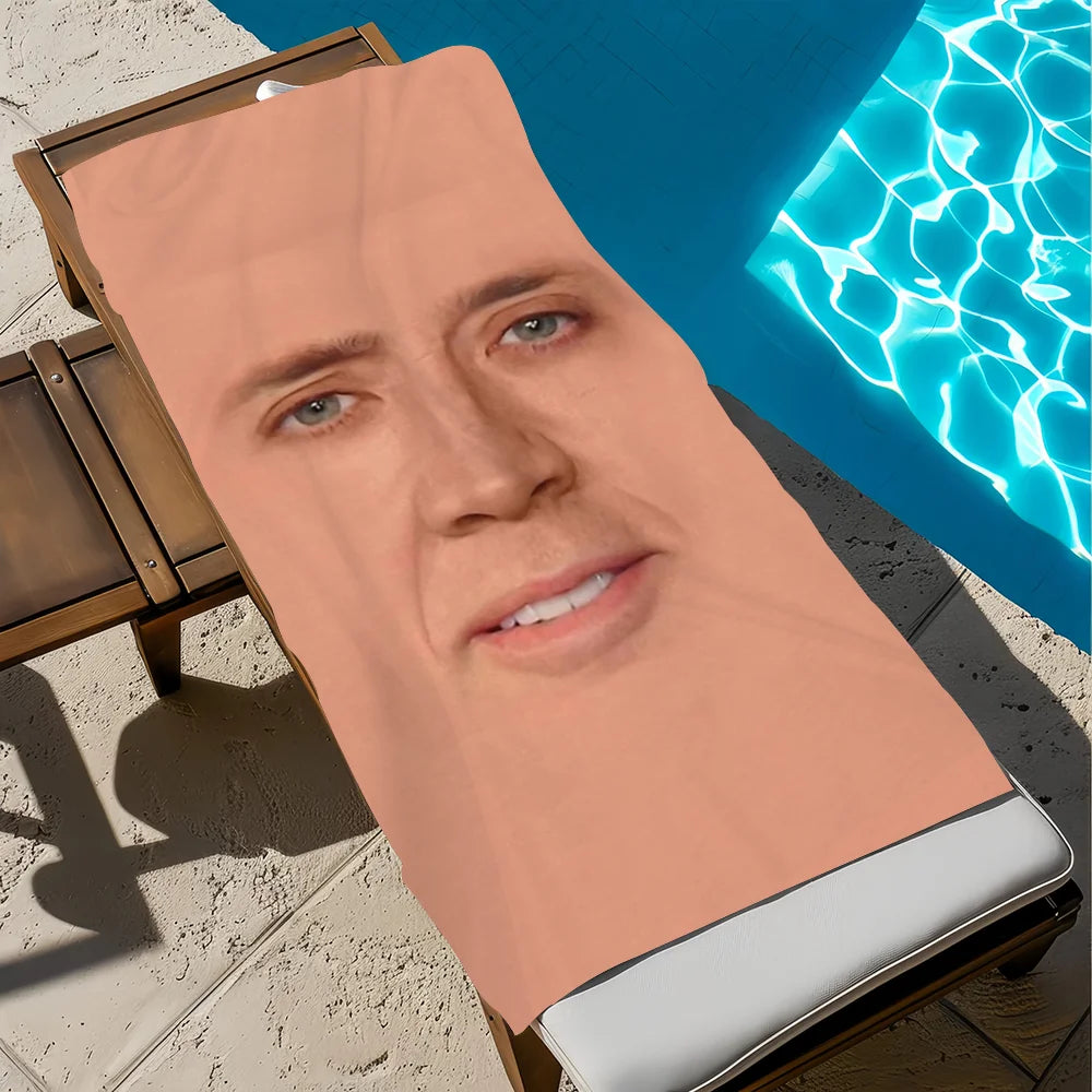Nicolas Cage Quick-Dry Beach Towel | Soft Pool & Travel Gift Novelty Beach Towel Peaceful Pleasures Health and Wellness z4 STJ40x70CM