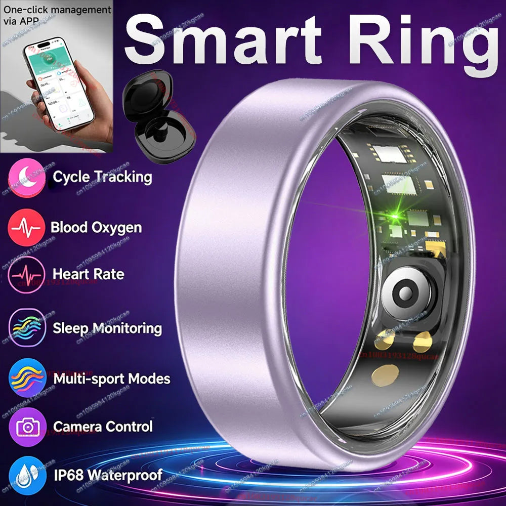 2026 New Smart Ring Heart Rate Blood Oxygen Sleep Monitoring Motion Tracking IP68 Waterproof Men Women Smart Rings Holiday Gifts Peaceful Pleasures Health and Wellness Purple 10