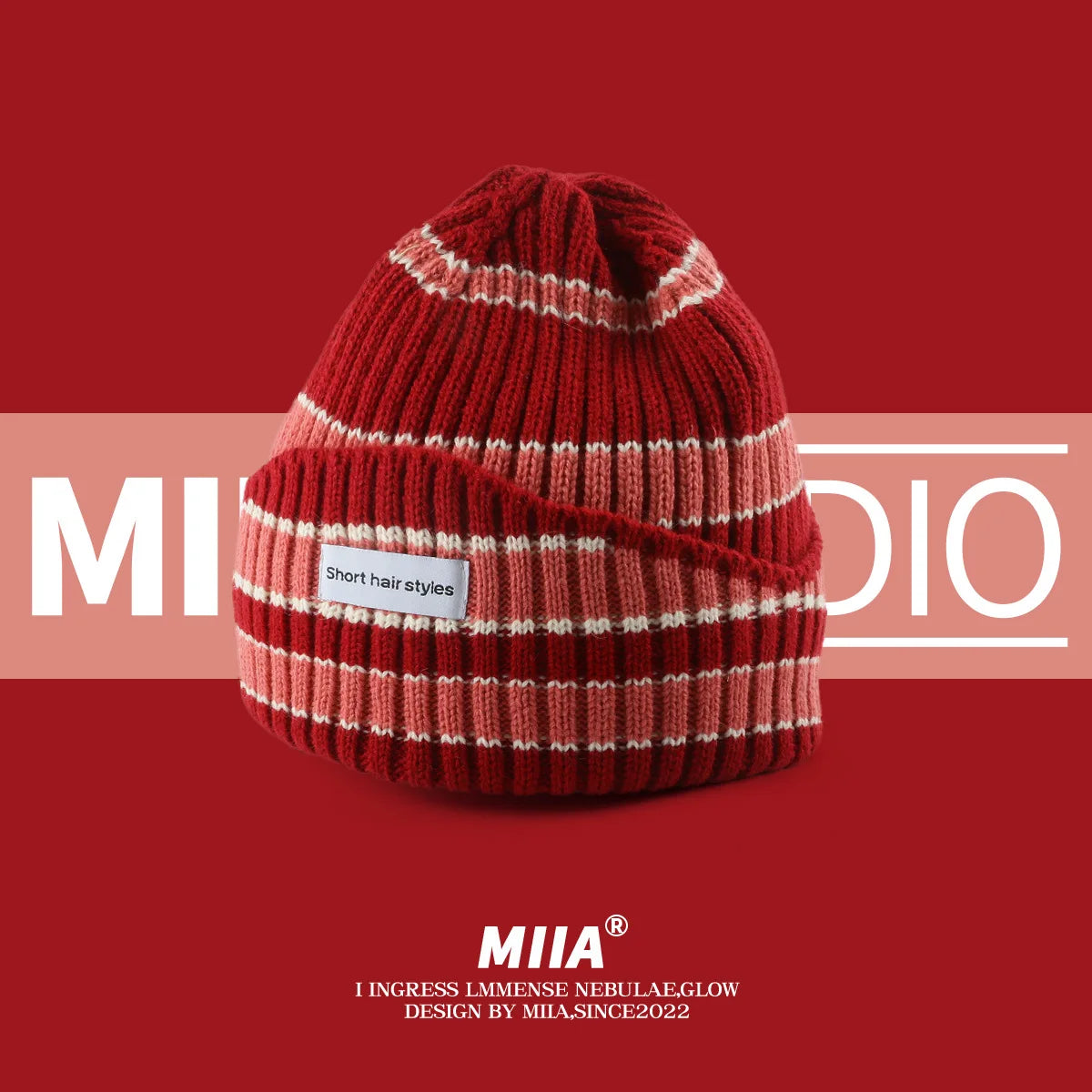 Striped Knit Beanie – Warm Contrast Color Winter Hat Unisex