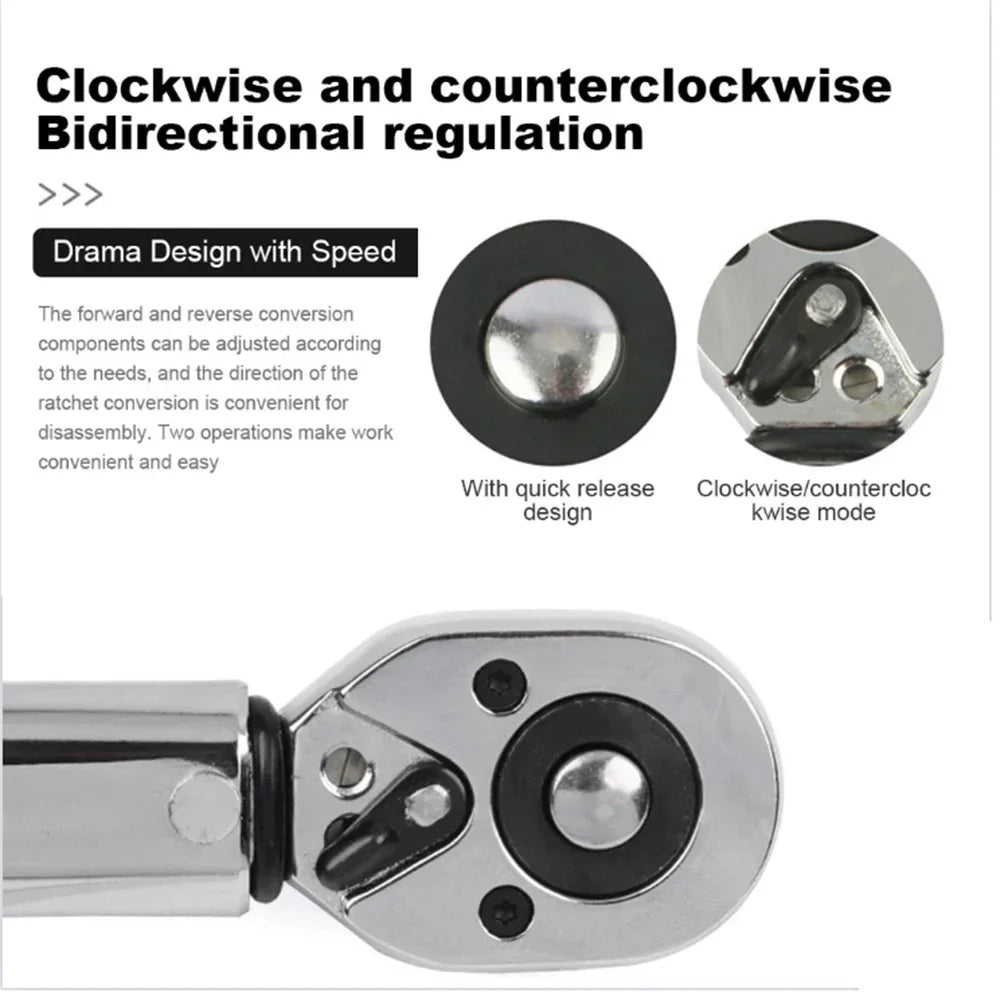 3/8 1/2-Inch Drive Click Torque Wrench Square Drive Ratchet Wrench Repair Spanner Key Hand Tools With Box Auto Repair Tool Peaceful Pleasures Health and Wellness