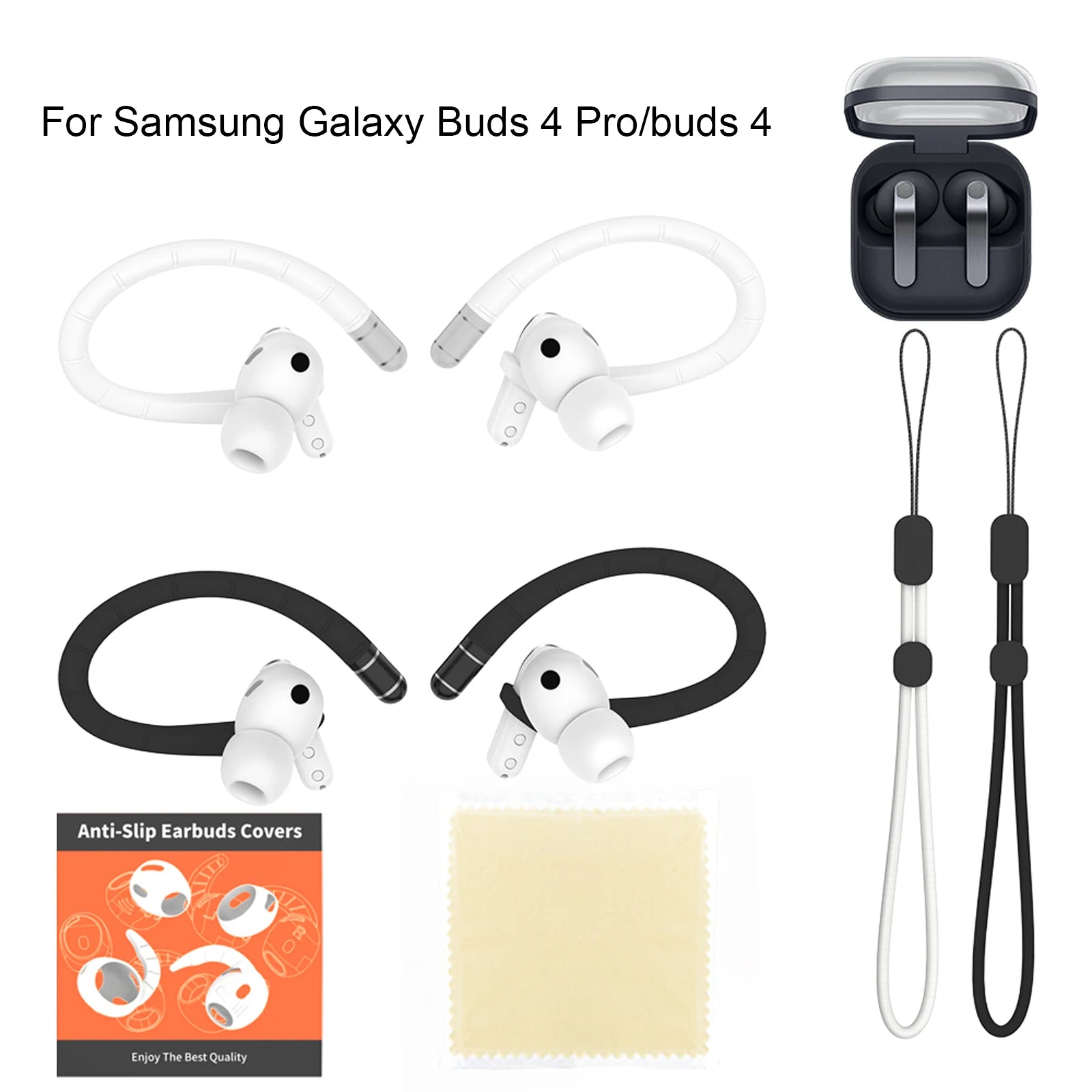 Silicone Ear Hooks for Samsung Galaxy Buds 4 Pro/buds 4 Anti-slip Earbuds Covers with Anti-lost Strap Lanyard Earbud Accessories Peaceful Pleasures Health and Wellness