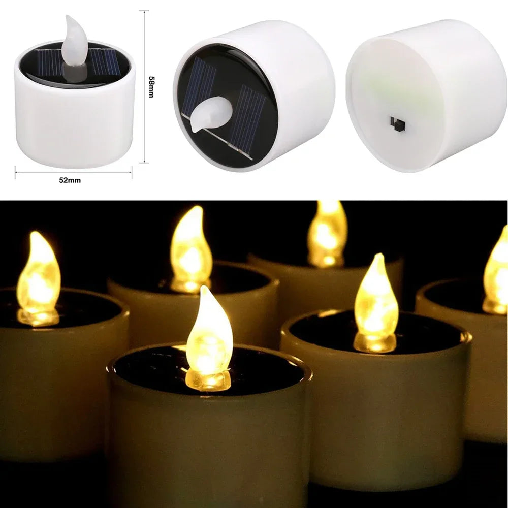 6PC/12PC Solar Tea Light LED Candles Flameless Outdoor Waterproof Rechargeable Candles for Pool Party Garden Home Porch Decor Peaceful Pleasures Health and Wellness