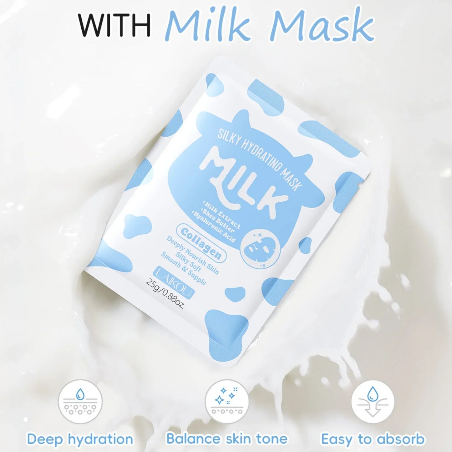 LAIKOU Milk Collagen Face Mask 25g – Hydration & Brightening