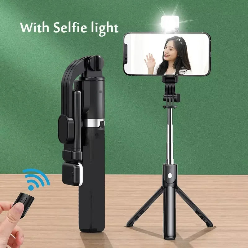 Selfie Stick Tripod with Light & Wireless Remote, Portable Bluetooth Retractable 70CM Phone Holder for Travel Vlog. Peaceful Pleasures Health and Wellness With selfie Light-B