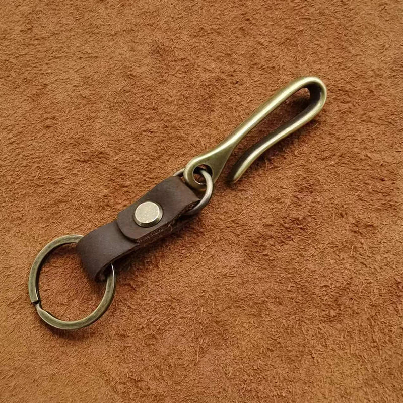 Vintage Cowhide Leather Keychain – U-Shape Belt Hook | Men's Gift