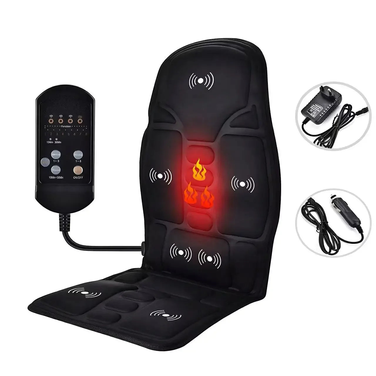 Car & Home Massage Heating Cushion 7 Motors Vibration Multi-level Hot Compress Electric Heated Seat Pad for Back & Neck Warmth Peaceful Pleasures Health and Wellness