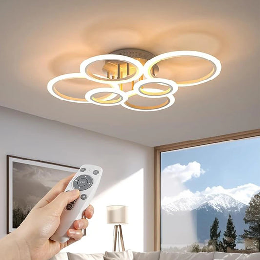 Modern LED Ring Chandelier 4-9 Rings | Remote Dimming Light