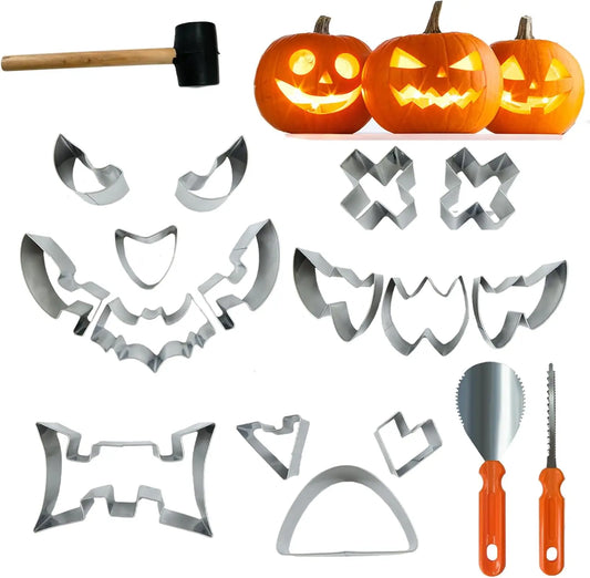 Halloween Pumpkin Carving Kit – Steel Tools, Knives & Stencils Pumpkin Carving Kit Peaceful Pleasures Health and Wellness