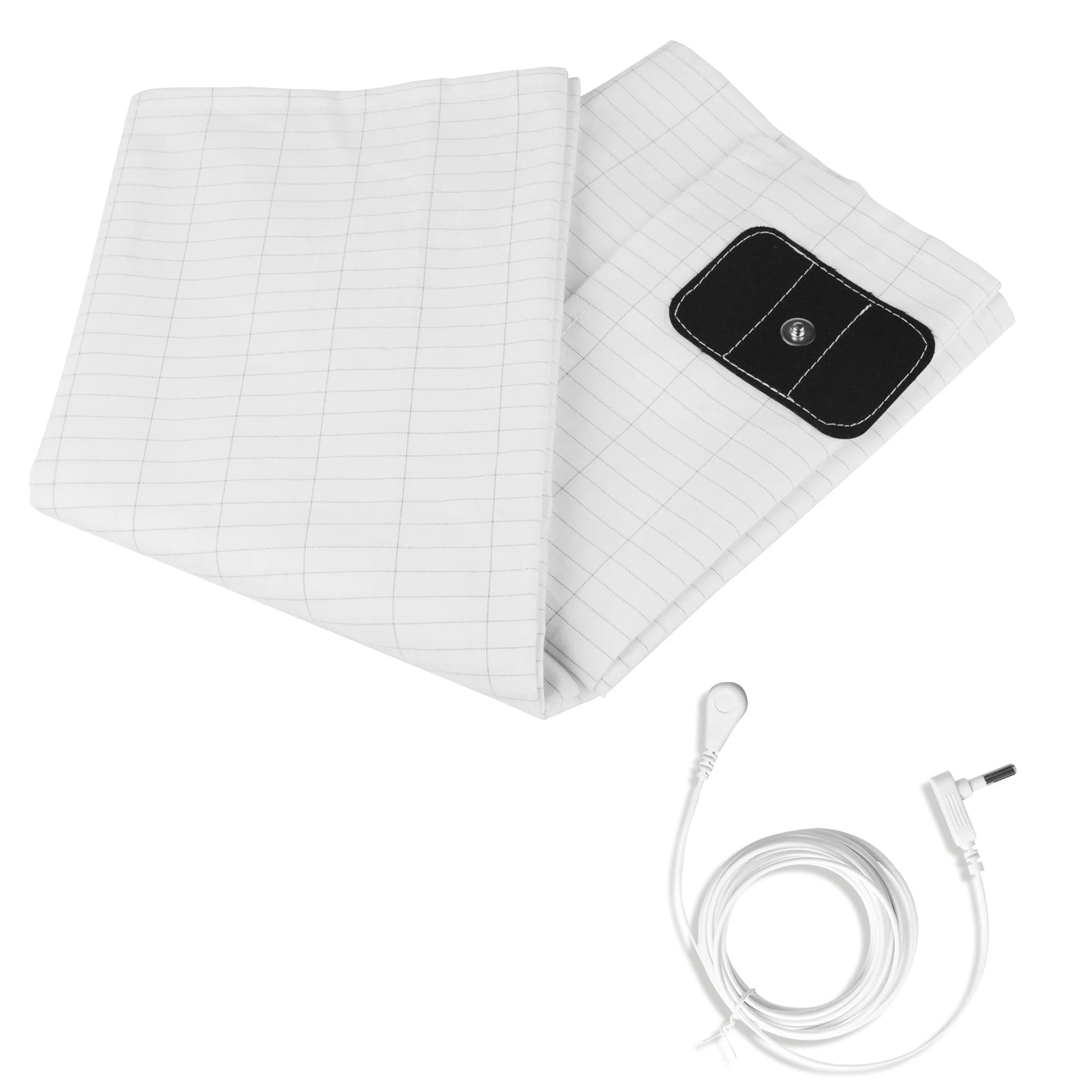 Grounding Sheet with Grounding Cord 10% Pure Silver Fiber Materials With Organic Cotton Grounding Bed Sheet + US/UK Safe Adapter Peaceful Pleasures Health and Wellness US PLUG 68x132CM