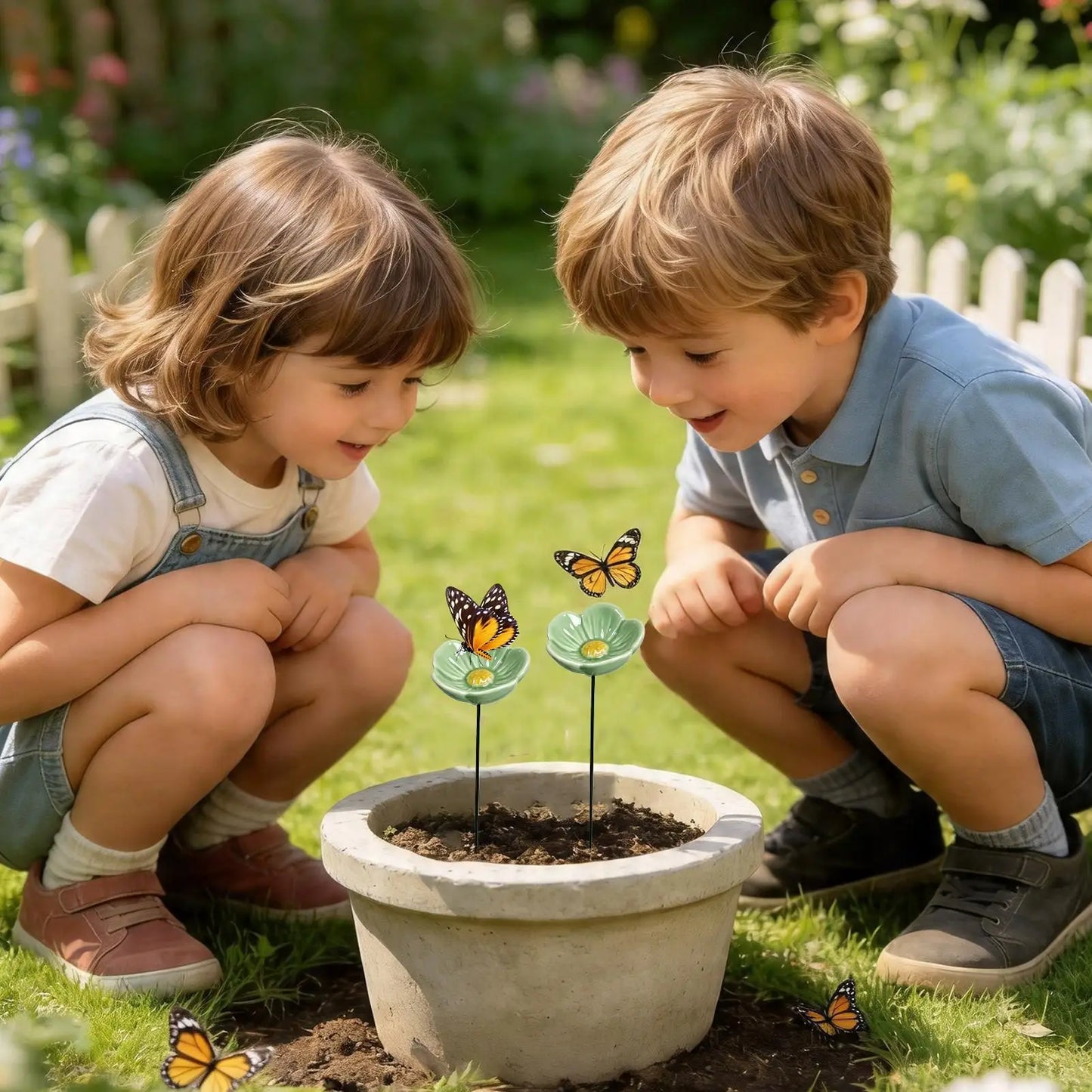 Porcelain Bee Watering Station | Flower Garden Decor Ornament