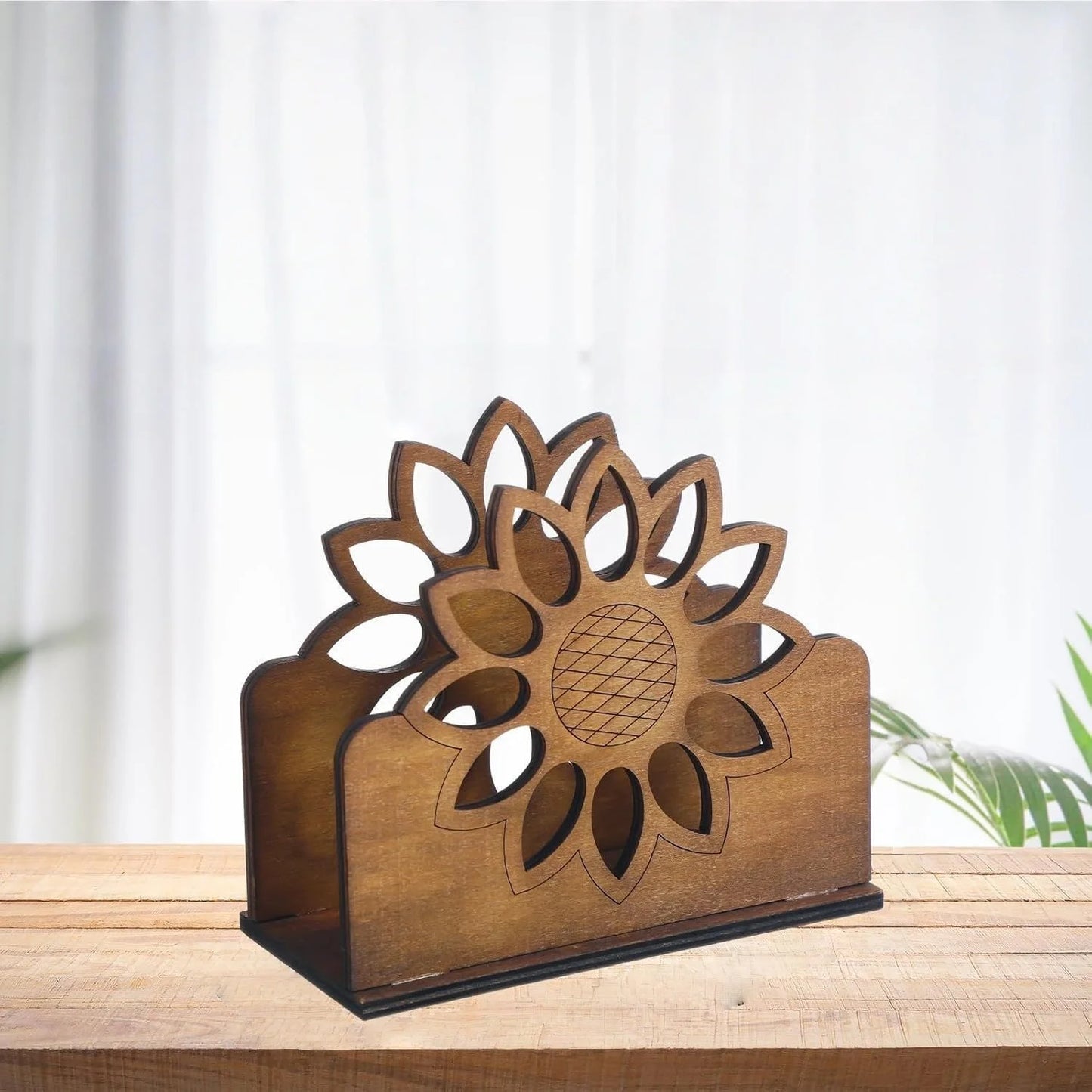 Wooden Sunflower Napkin Holder | Farmhouse Kitchen Decor Napkin Holder Peaceful Pleasures Health and Wellness Napkin holder