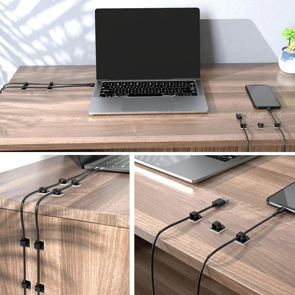 50-Pack Self-Adhesive Cable Organizer Clips | Wire Cord Holder