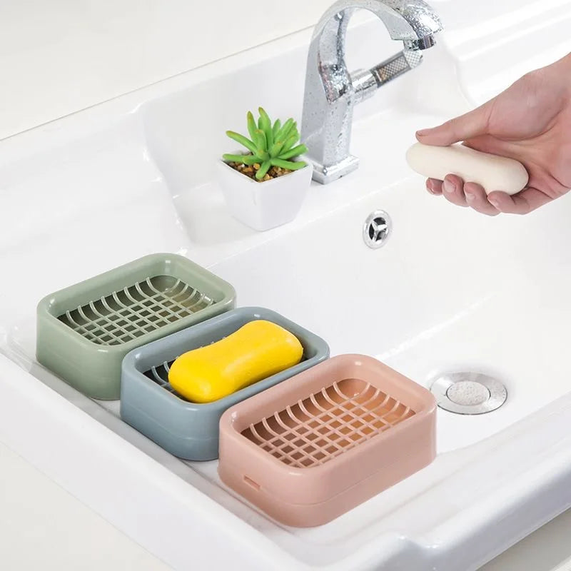 Home and daily necessities double-layer draining soap box, bathroom soap rack, soap drainage rack, bathroom storage small box Peaceful Pleasures Health and Wellness