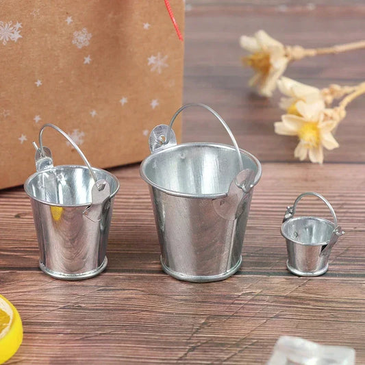 Dollhouse Miniature Metal Bucket | Mini Kitchen Decor Ornament Dollhouse Accessory Peaceful Pleasures Health and Wellness
