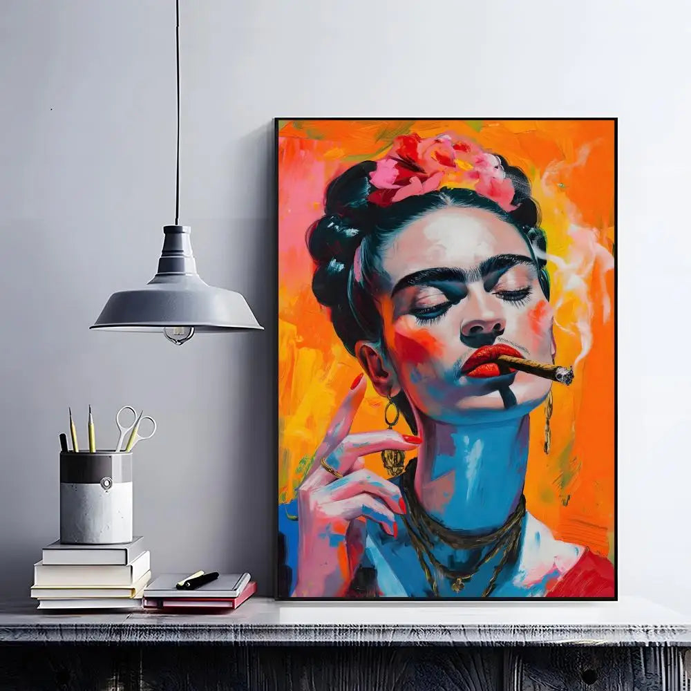 Frida Kahlo Anime Wall Poster – Self-Adhesive Waterproof PVC Art Wall Art Poster Peaceful Pleasures Health and Wellness z5 15X20cmNoframe