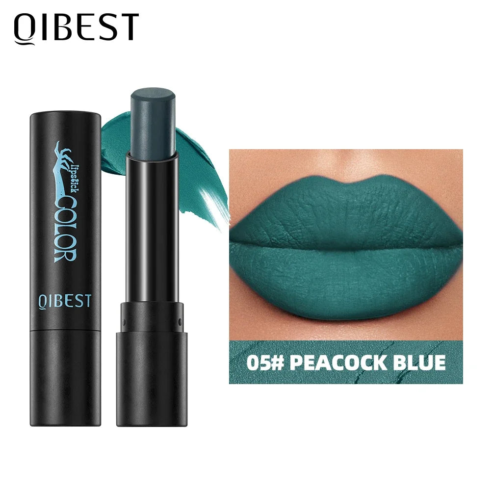 QIBEST Nude Velvet Matte Lipstick Long-lasting Lip Stain Not Stick Cups Lipstick Red Green Orange Black White Lip Tint Makeup Peaceful Pleasures Health and Wellness 05