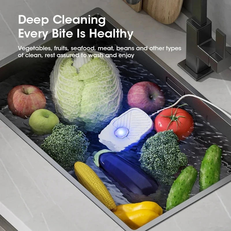 Ultrasonic Portable Mini Fruit Vegetable Cleaning Machine High Frequency Vibration Bubble Washer for Healthy Kitchen Diet Peaceful Pleasures Health and Wellness