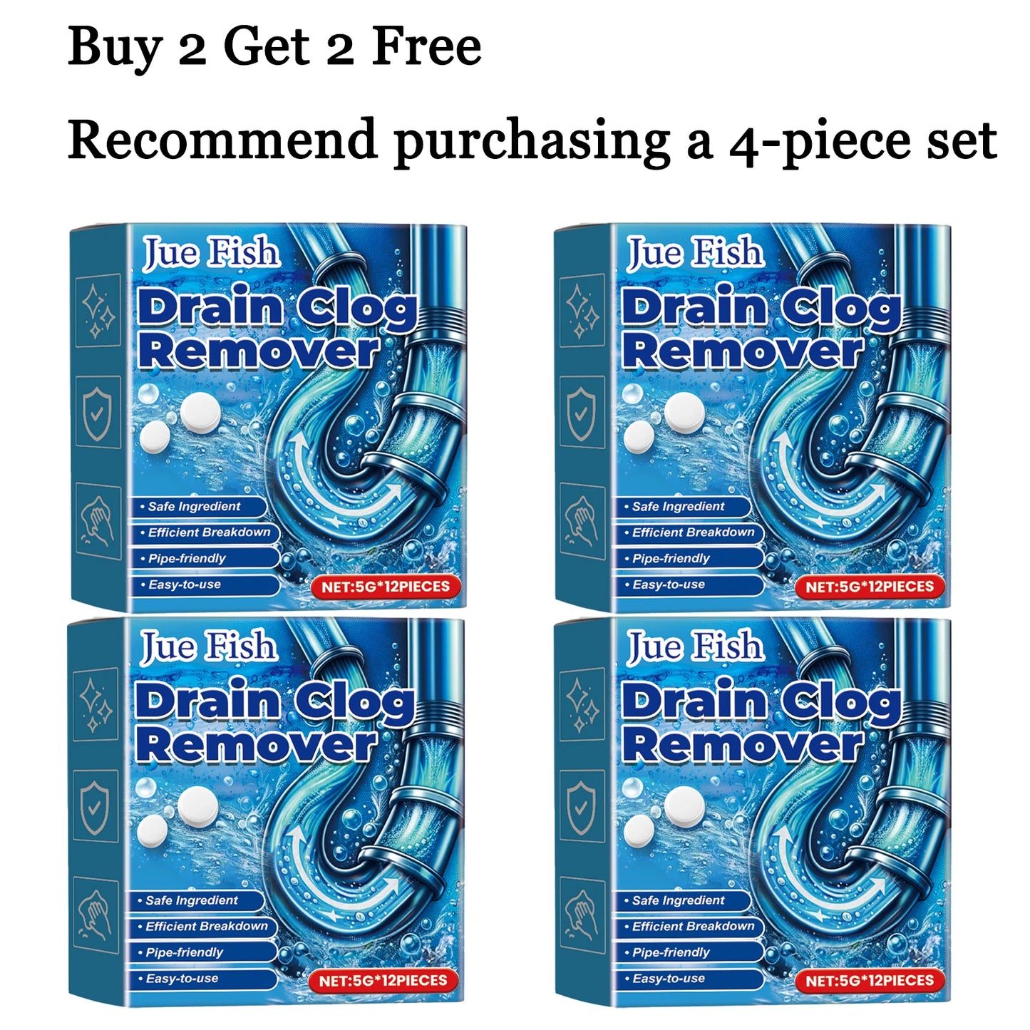 12-Pack Drain Clog Remover Effervescent Tablets | Pipe Cleaner