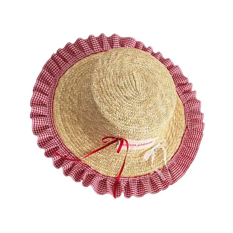 Kids Wide Brim Straw Sun Hat | Bowknot | Adjustable Summer