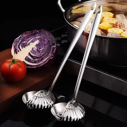 Kitchen Tableware Dual-use Soup Spoon Long Handle Stainless Steel Peaceful Pleasures Health and Wellness
