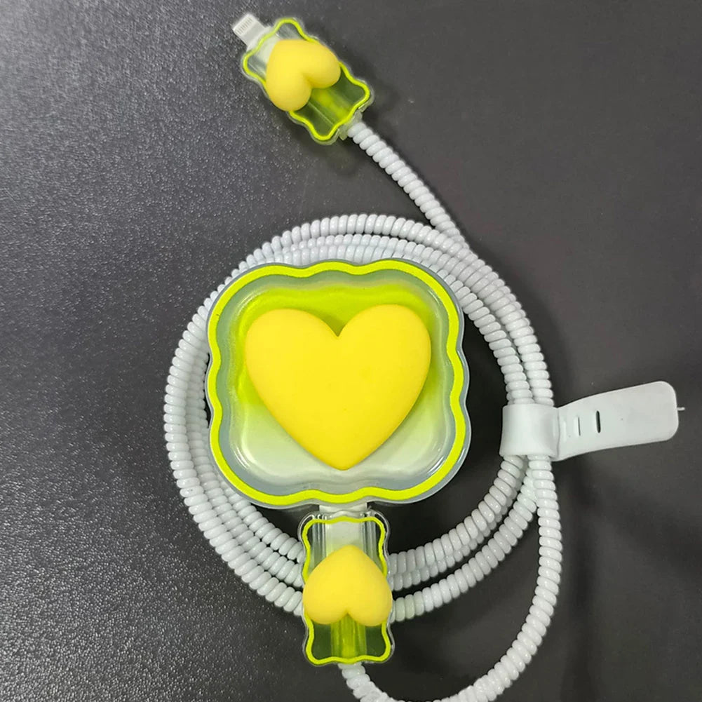 4-in-1 Love Heart iPhone Charger Cable Protector Cover Set