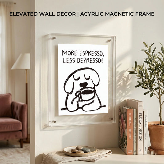 Acrylic Espresso Quote Photo Frame | Wall Decor Picture Frame Decorative Picture Frame Peaceful Pleasures Health and Wellness
