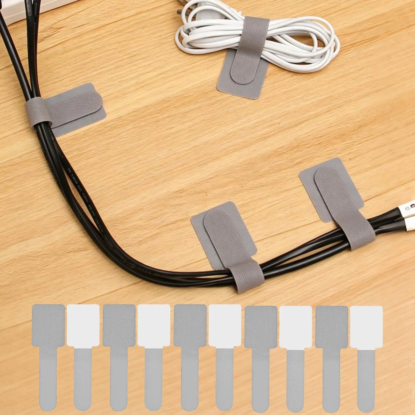 10-Pack Reusable Non-Slip Cable Organizer Clips & Wire Ties
