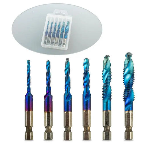 1/6Pcs M3/M4/M5/M6/M8/M10 Hand Tools Hex Shank Titanium Plated HSS Screw Thread Metric Tap Drill Bit Screw Machine Compound Tap Peaceful Pleasures Health and Wellness B4-1SET