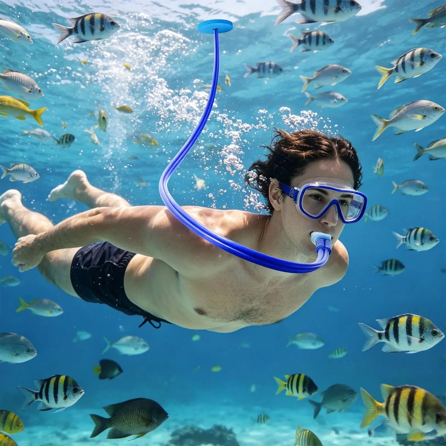 Full Dry Snorkel Tube – Foldable Silicone Anti-Choke Dive Gear Dry Snorkel Tube Peaceful Pleasures Health and Wellness