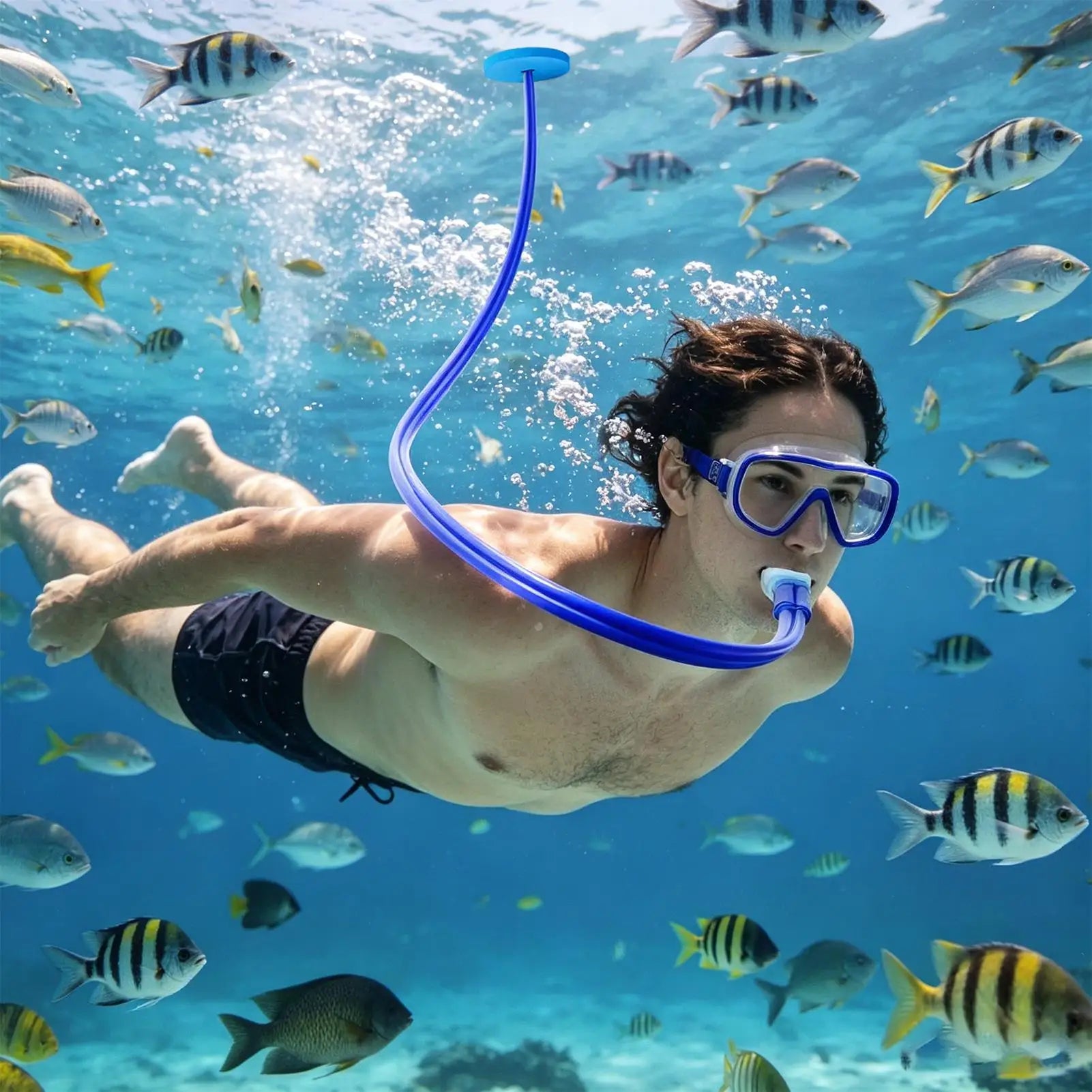 Full Dry Snorkel Tube – Foldable Silicone Anti-Choke Dive Gear Dry Snorkel Tube Peaceful Pleasures Health and Wellness