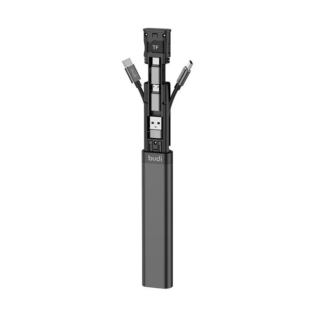 BUDI 7-in-1 USB Hub, Card Reader & Multi-Cable Adapter Stick
