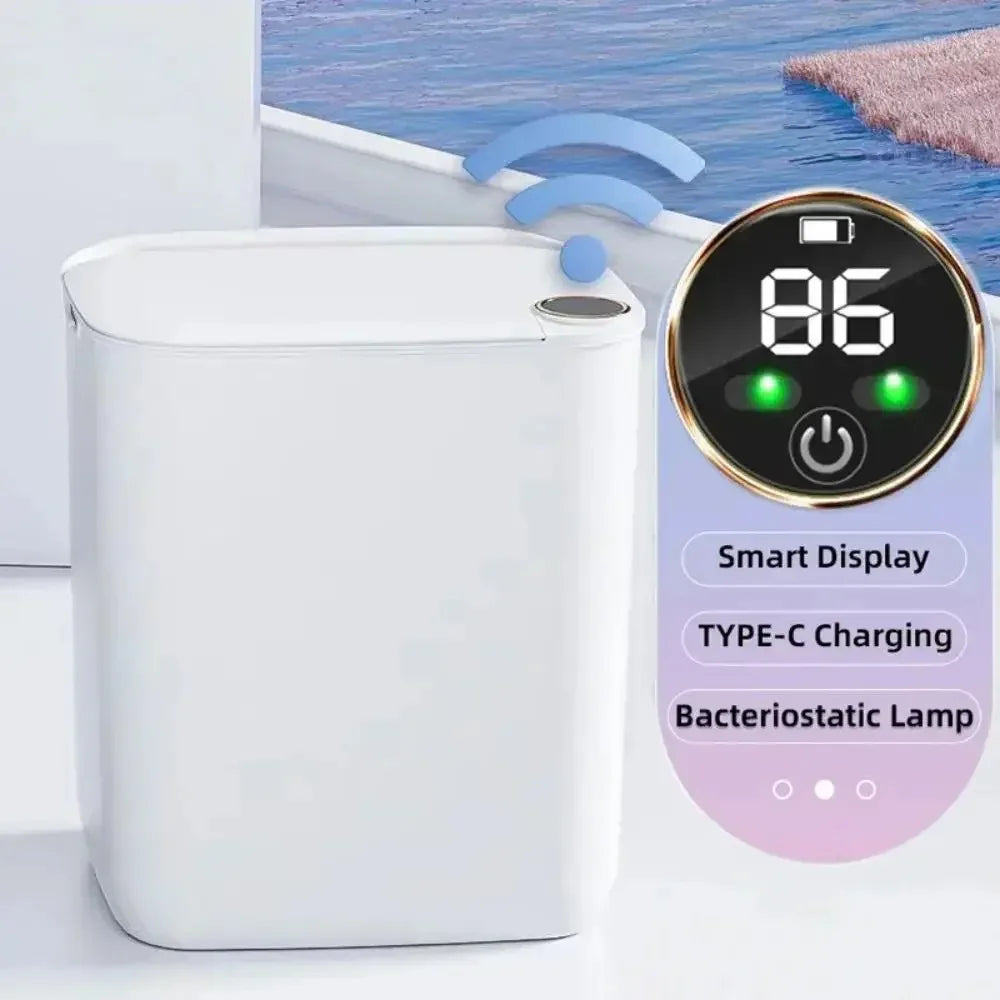 20L Touchless Automatic Trash Can Type-C Rechargeable Sensor Bin with Display for Kitchen Bathroom Smart Home Peaceful Pleasures Health and Wellness