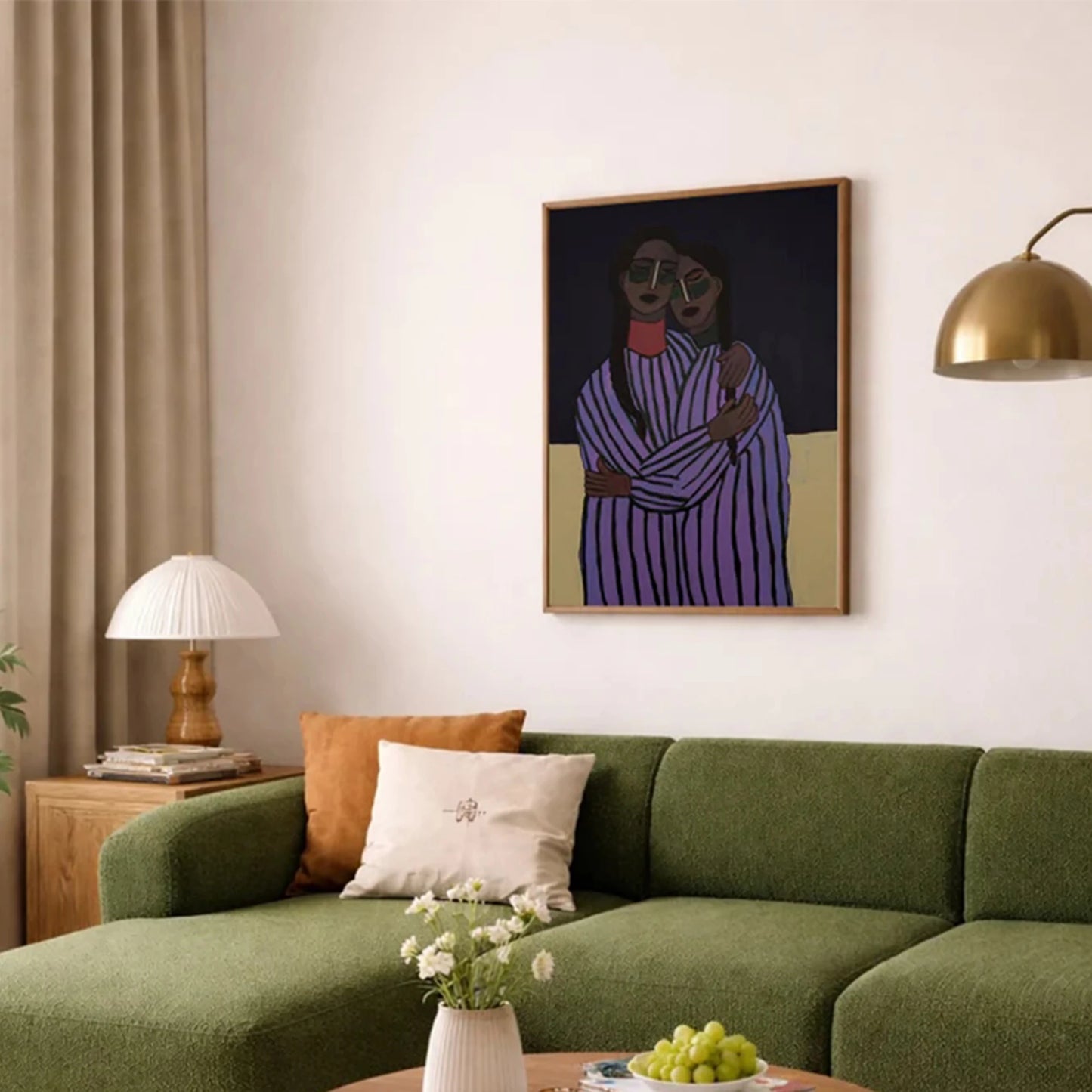 Retro Spanish Girls Hugging Canvas Wall Art Print | Home Decor