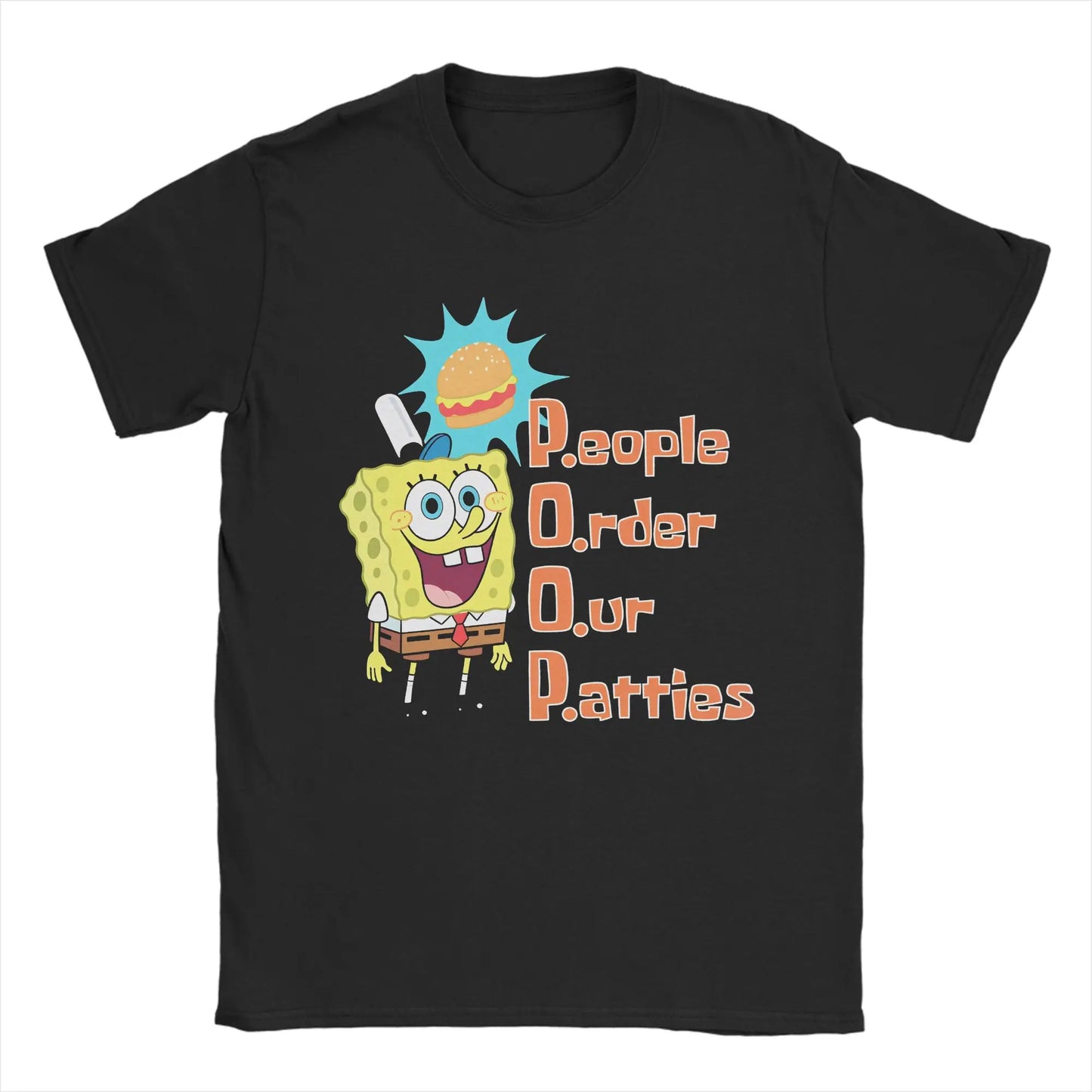 S-Spongebobs Men's T Shirt Novelty Tee Shirt Short Sleeve Round Neck T-Shirt 100% Cotton Summer Clothes Peaceful Pleasures Health and Wellness black S
