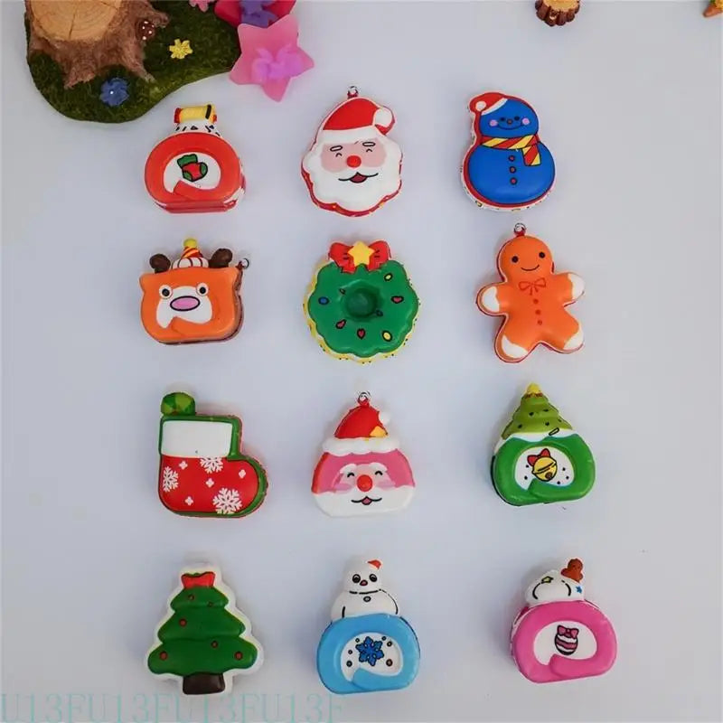 Christmas Squeeze Toys Santa Snowman Stress Relief 6pc Kids Gift