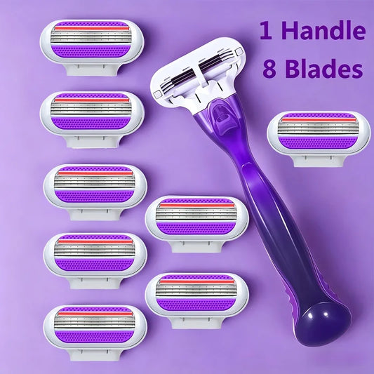 Women's Reusable Razor – 1 Handle & 3 Triple-Blade Cartridges Women's Shaving Razor Peaceful Pleasures Health and Wellness