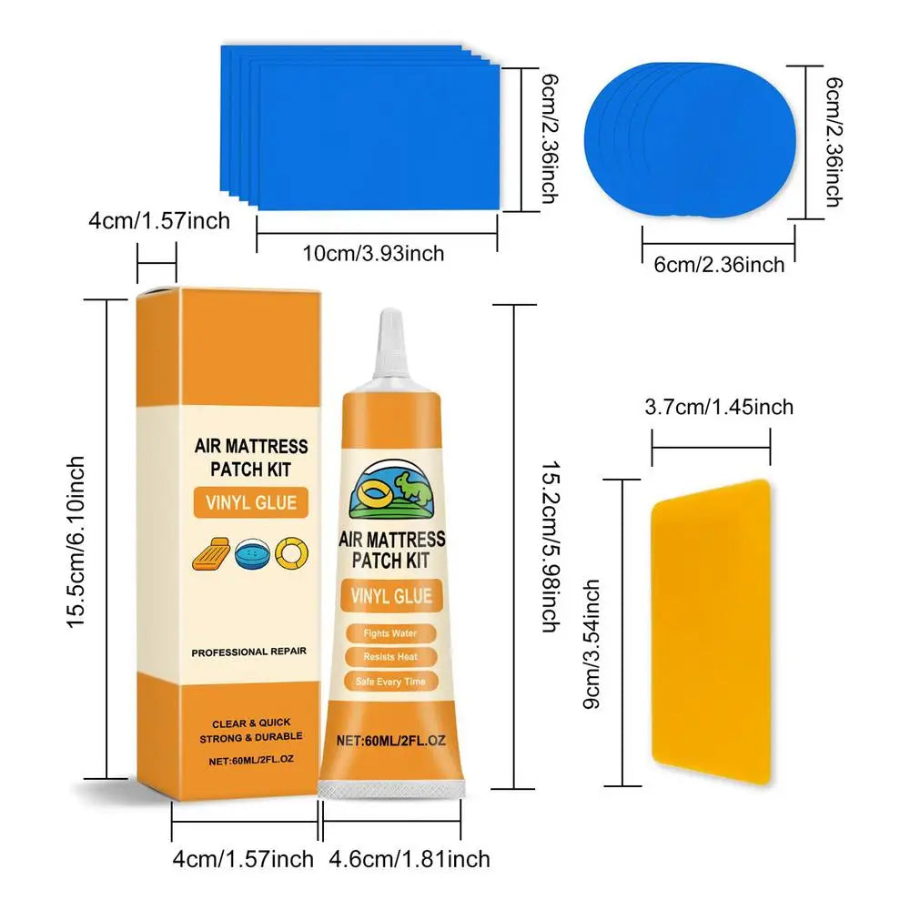 Professional Inflatable Repair Kit High-Strength Waterproof Patches & Adhesive For Air Mattress, Pool Toys, Boats & Outdoor Gear Peaceful Pleasures Health and Wellness A