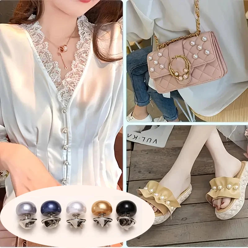 10pcs Pearl Button Pins – DIY Decorative Safety Pin Brooches