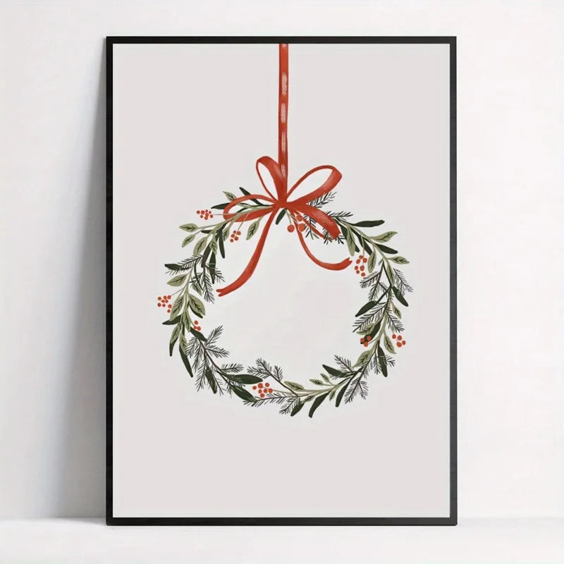 Christmas Elk Snow Canvas Wall Art | Winter Scenic Poster Canvas Wall Art Peaceful Pleasures Health and Wellness