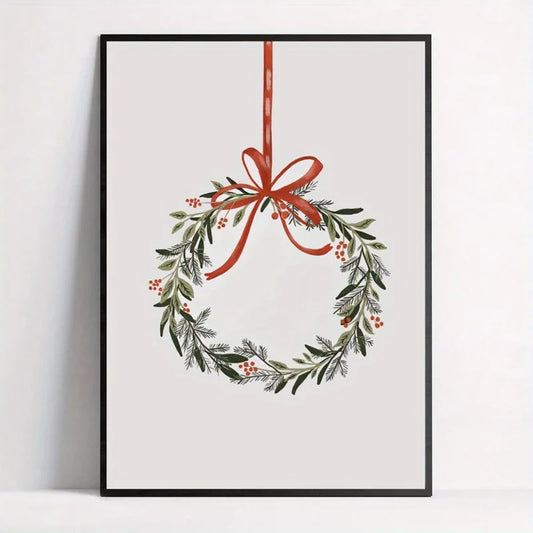 Christmas Elk Snow Canvas Wall Art | Winter Scenic Poster Canvas Wall Art Peaceful Pleasures Health and Wellness