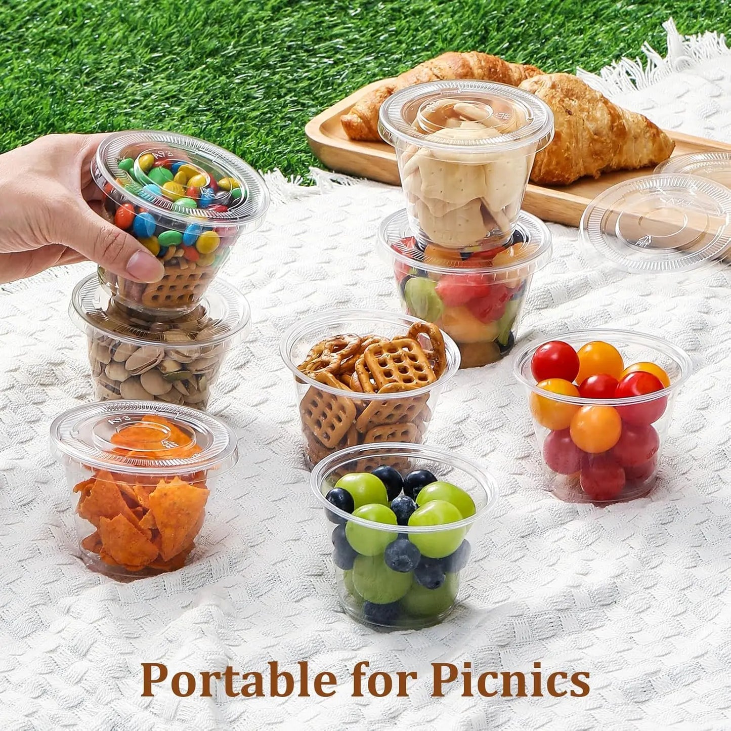 9oz or 270ml Clear Plastic Cups with Lids Disposable Cups with Flat Lids Ideal for Ice Cream,Cold Drinks Fruits Snacks Container Peaceful Pleasures Health and Wellness