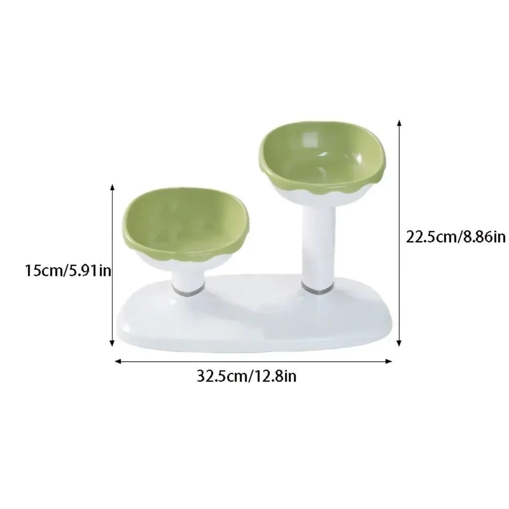 Elevated Double Pet Bowl | Adjustable Cat & Dog Feeding Station Elevated Pet Feeder Peaceful Pleasures Health and Wellness