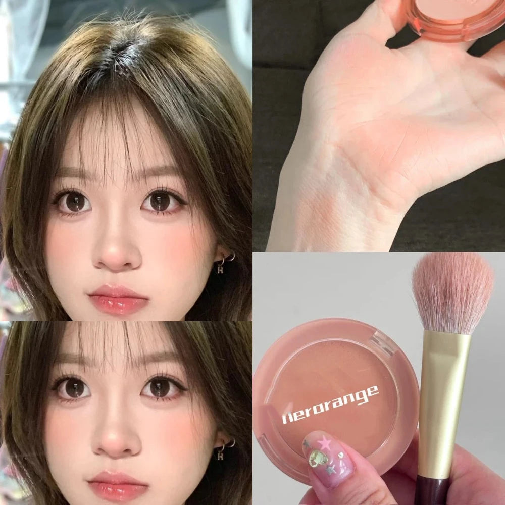 Peach Pink Blush Powder Palette – Matte & Shimmer Contour