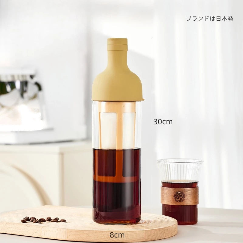 1000ml Cold Brew Coffee Pot High Borosilicate Glass Household Cold Brew Bottle Brew Fruit Tea Kettle for Home Use Coffee Pot Peaceful Pleasures Health and Wellness khaki 1000ml