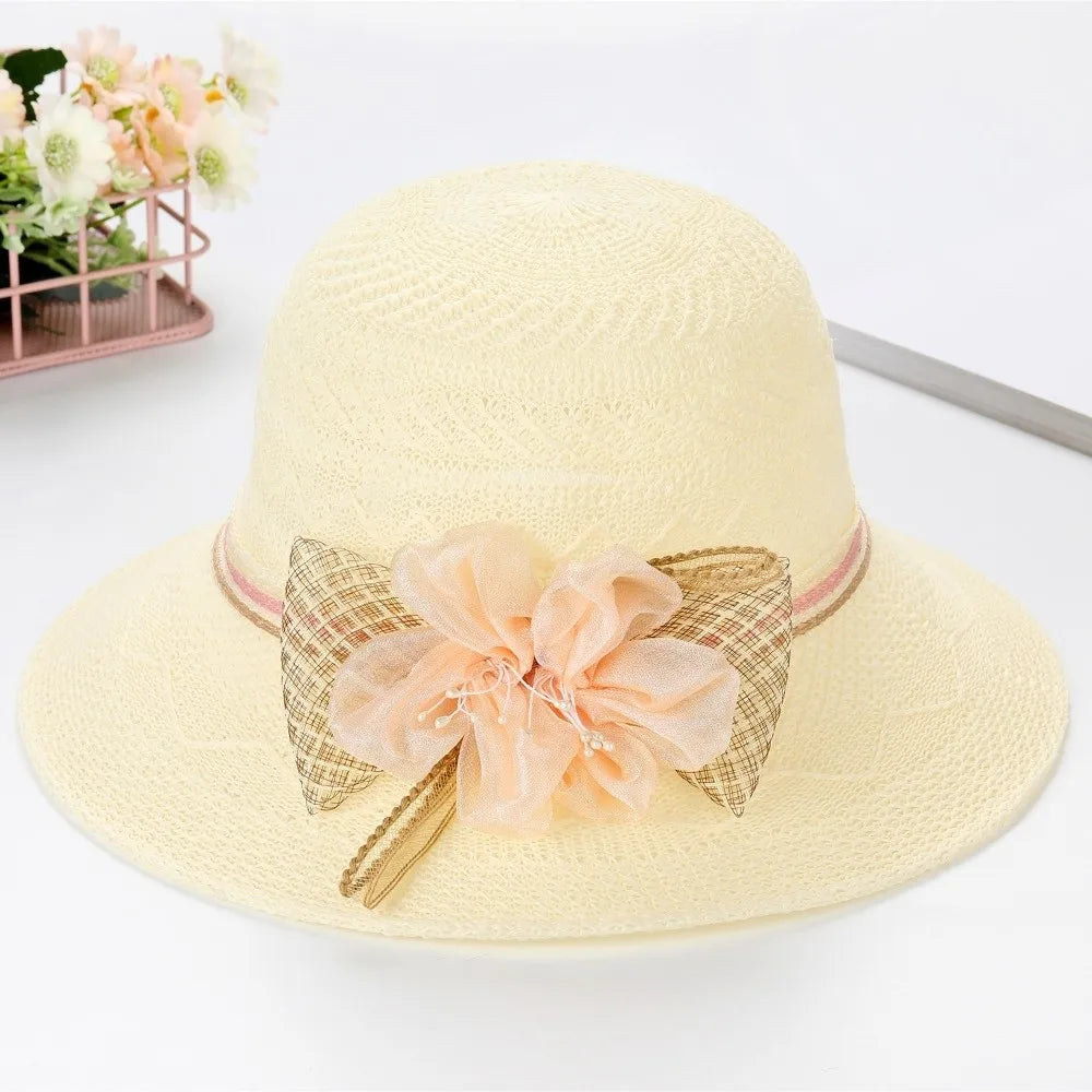 Women's Wide Brim Foldable Straw Sun Hat – Floral Beach Hat